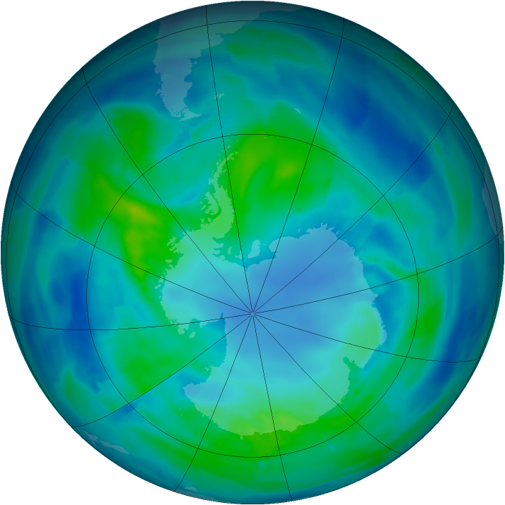 Antarctic ozone map for 14 April 2014